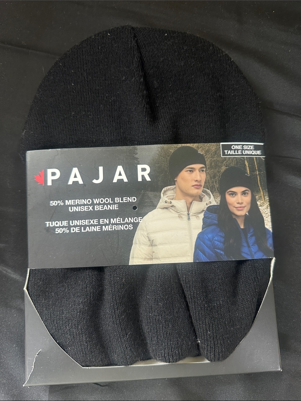 Pajar Black Merino Wool Blend Unisex Beanie